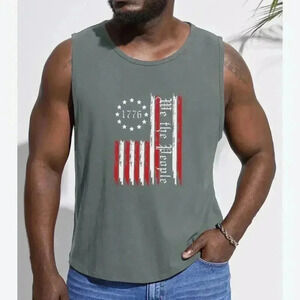 We The People 1776 Flag Tank‎ Top Adult Shirt Unisex XL. Gray Celebrate 250 yrs